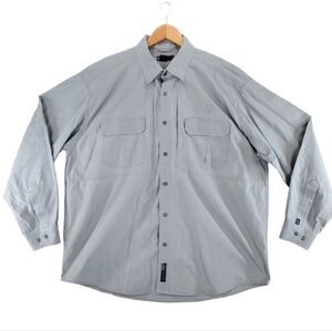 5.11 Tactical Canvas Shirt Men XL Beige Khaki Cargo Conceal Pocket Button Up NRA